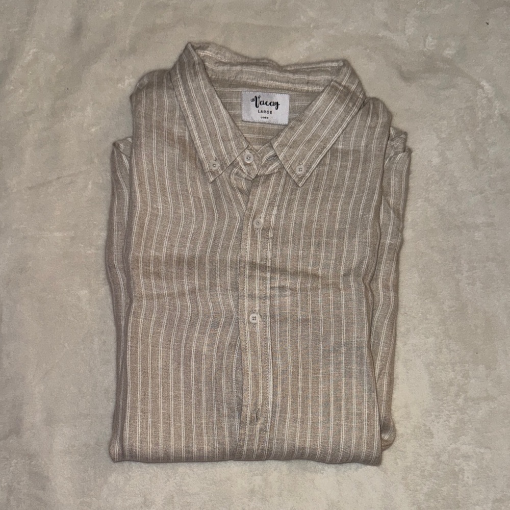 Light Brown Striped Button Down Shirt